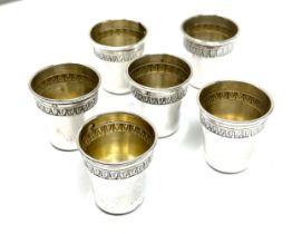 6 x .950 antique french silver cups / shot glasses