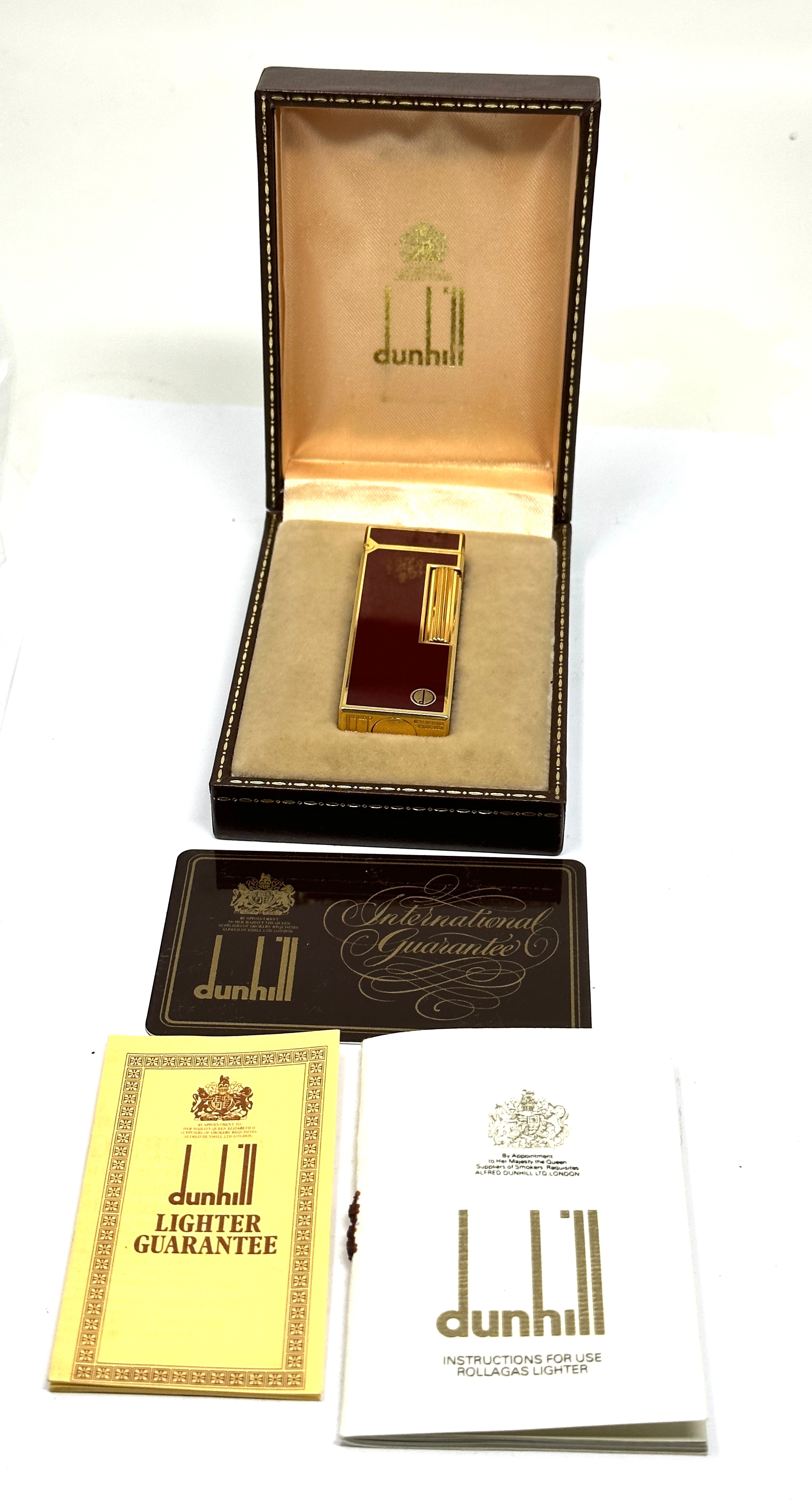Boxed Dunhill Red Laquer Enamel Rollagas Lighter US.RE 24163 - Image 8 of 9