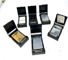 6 x Zippo Lighters Inc Vintage Chrome Brass Black Painted & Scrimshaw Job Lot
