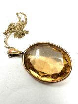 9ct gold vintage citrine pendant necklace (10.7g)
