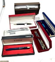 Selection of boxed pens inc 14ct gold parker fountain pen