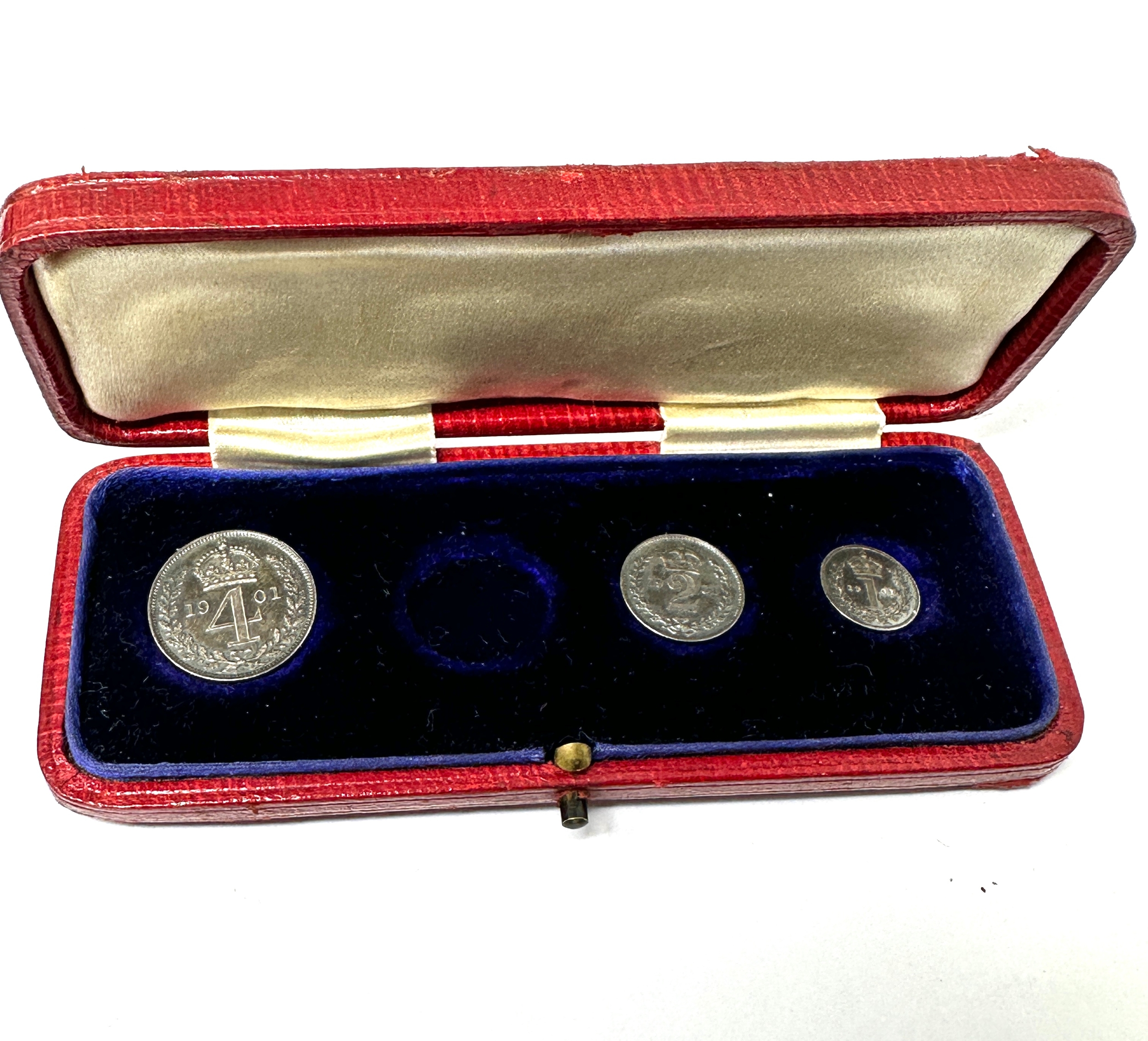Part Queen Victoria Maundy Coin Set In Original Display Box 1901 UNC Condition missing 3 pence coin
