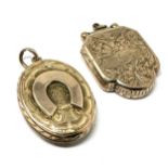 2 x 9ct gold back & front locket pendants (9.6g)
