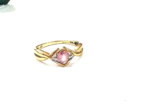 Ladies 9ct gold diamond and stone set dress ring, ring size approximately p, total weight 2.4g