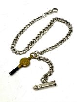 Antique silver watch chain key & bullet fob weight 23g