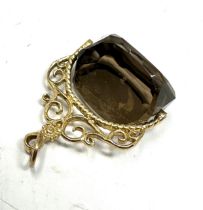 9ct gold vintage smokey quartz fob (7.4g)