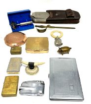 selection of misc items inc compacts boxed razors zippo lighters etc