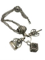 Fine 19th century georgian dutch silver pocket watch chain fobs & key