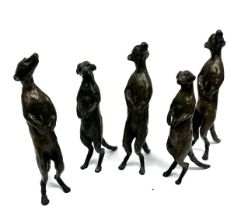 6 cast bronze meerkat figures largest measures height 13cm