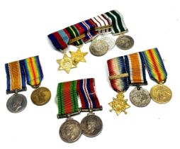 4 x Miniature Medal Mounted Groups inc. WW1 Morn Star Trio