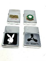 4 x Zippo Lighters Inc Playboy Bunny Plymouth etc Job lot