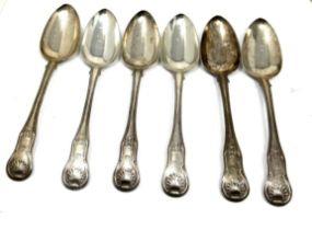Fine set of 6 antique Georgian silver serving spoons London silver hallmarks each spoon measures