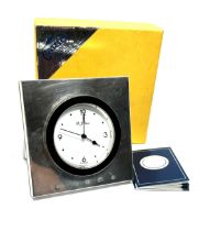 Boxed Carrs 2000 Millennium Sterling Silver Desk Easel Clock By Carrs Of Sheffield with booklet