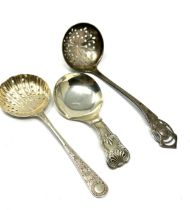 3 x .925 sterling silver strainer spoons inc caddy spoon