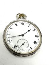 Vintage sterling silver open face Hand-wind pocket watch enamel dial