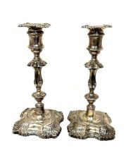 Large pair of antique silver georgian style silver candlesticks London silver hallmarks each measure