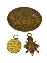 WW1 Death Plaque & Medals, Named Alfred Horace Ashby mons star & victory to l-6859 pte a.h.ashby
