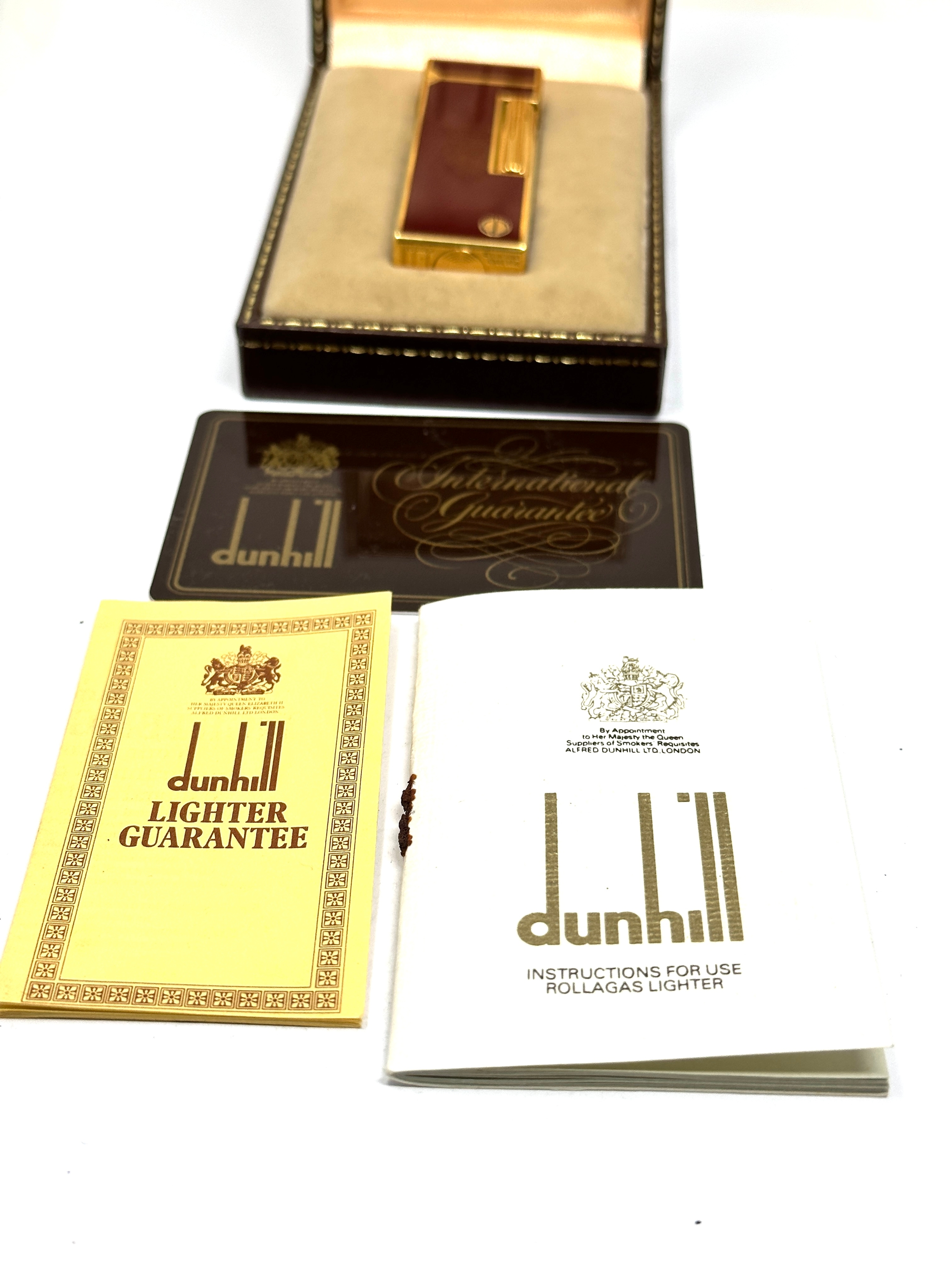Boxed Dunhill Red Laquer Enamel Rollagas Lighter US.RE 24163 - Image 9 of 9