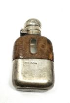 Small Antique Silver & Crocodile Hip Flask James Dixon Sheffield silver hallmarked measures approx