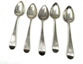 5 x georgian silver teaspoons