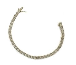 Diamond tennis bracelet in 9ct white and yellow gold, weight 6.7g, length 18.7g, diamond size