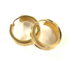 Large 9ct gold hoop earrings, approximate weight 6.1g, diameter 2.5cm