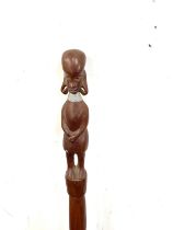 Vintage carved african tribal spear 35 inches long, damaged