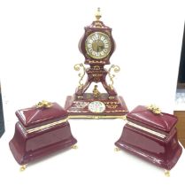 French porcelaine clock garniture with modern working order