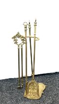 Brass companion set, overall height 32 inches