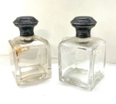 Vintage silver topped scent bottles, silver weight 19grams