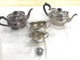 Hallmarked 3 Piece silver tea service, makers mark J.D & S date letter U total weight 875grams and 2