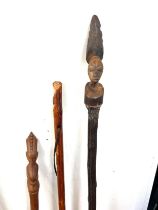 Selection of 3 carved African tribal walking sticks