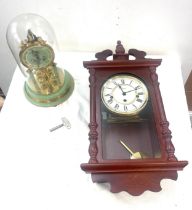 3 key hole wall hanging clock and a hand painted dome carriage clock