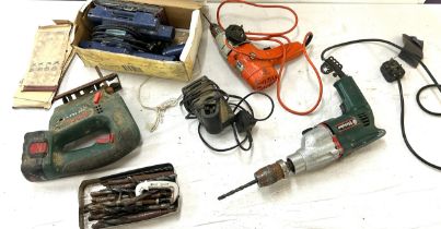Selection of power tools to include Bosch drill, sander all untested