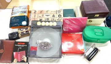 Large selection of miscellaneous to include brand new items purses, nail care kit, jewellery
