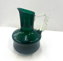 Hand blown green coloured jug , possibly a Jozef Gorski piece, approximate height 9.5 inches