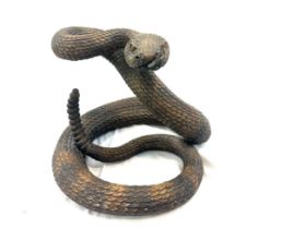 Metal Rattle snake ornament, approximate height 8 inches