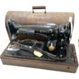 Cased Singer sewing machine, untested