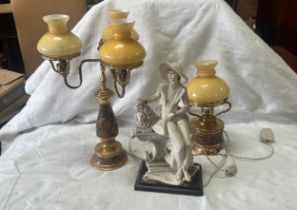 Two vintage lamps untested and a signed NAO ornament