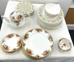 Part set Royal Albert Old Country Rose to include a teapot, sugar bowl, plates etc as well as