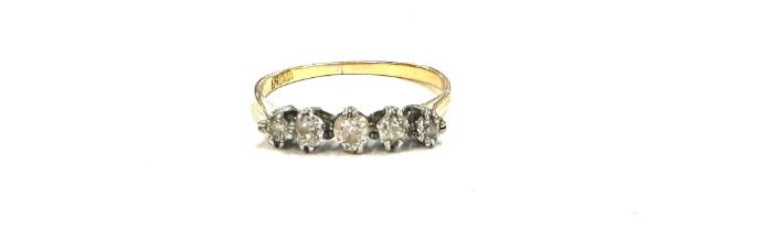 18ct gold five stone diamond ring size q and a half weight 1.9 grams