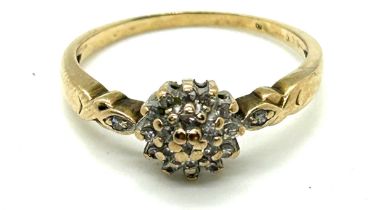Ladies 9ct gold and diamond ring. UK Size M. Weight 2.1 grms