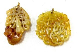 2 Carved jade chinese pendants