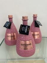 3 bottles of new and sealed Sixtowns Staffordshire Pink Gin 70cl Bottle |Baby Pink British Porcelain