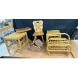 Selection of wicker baskets, table, chair, stool etc