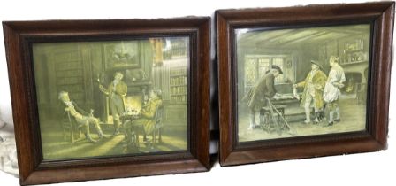 Pair of two vintage framed pictures measures 22 inches wide and 19 inches tall