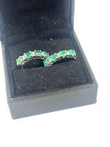 9ct white gold emerald and diamond earrings, approximate weight 2.5g