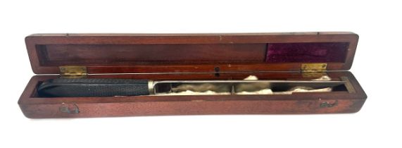 Antique medical interest, 19th century surgeons amputation knife, Wood of York fitted in mahogany