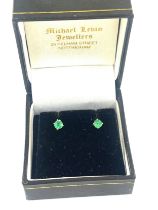 9ct gold earring set with green stones