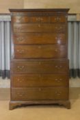A George III oak chest on chest,
